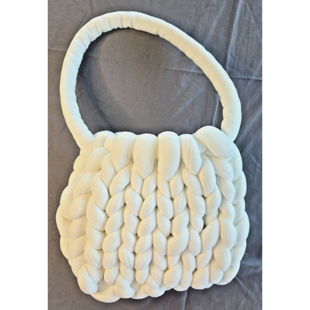 Handmade White Crochet Tote Bag Boho Festival Fun Chic